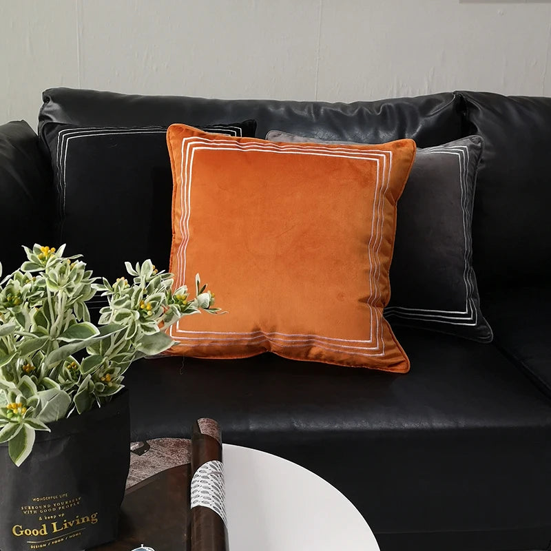 Jewell Orange Velvet Cushion