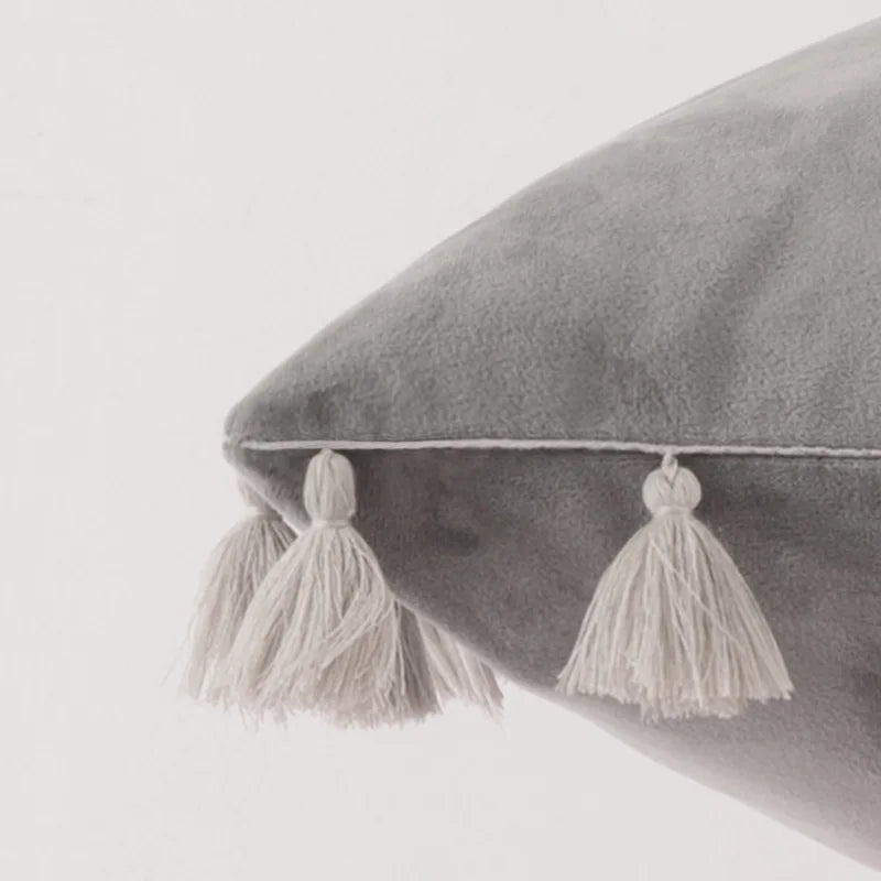 Velvet Ruby Tassel Cushion Cover