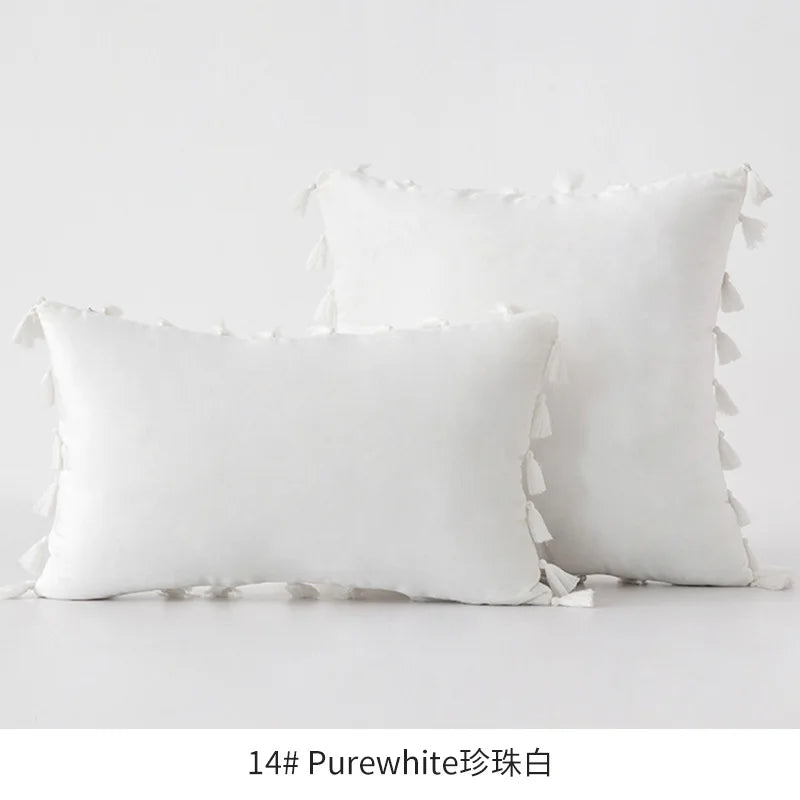 Velvet Ruby Tassel Cushion Cover