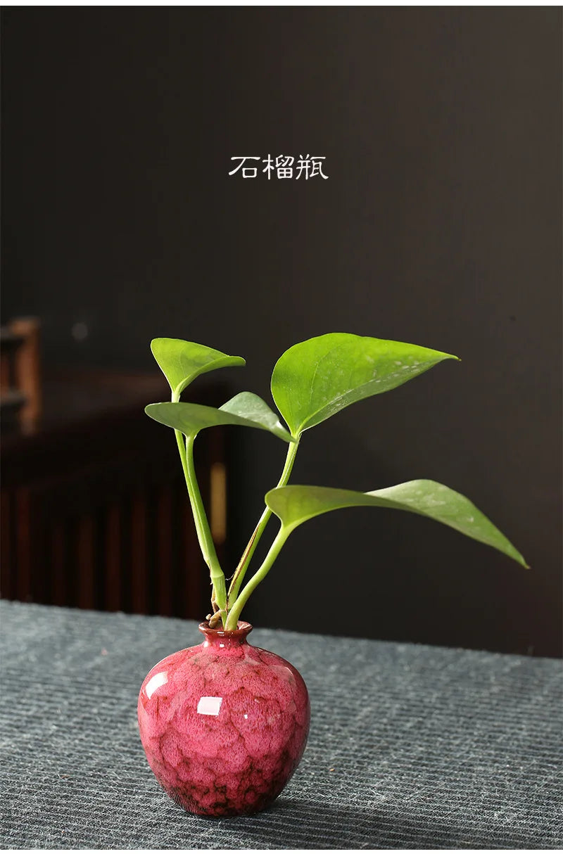 Glazed Ceramic Stem Vase - Purple