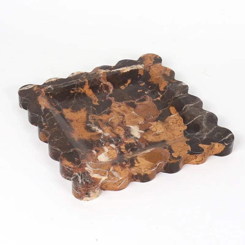 Scalloped Marble Tray - Dark