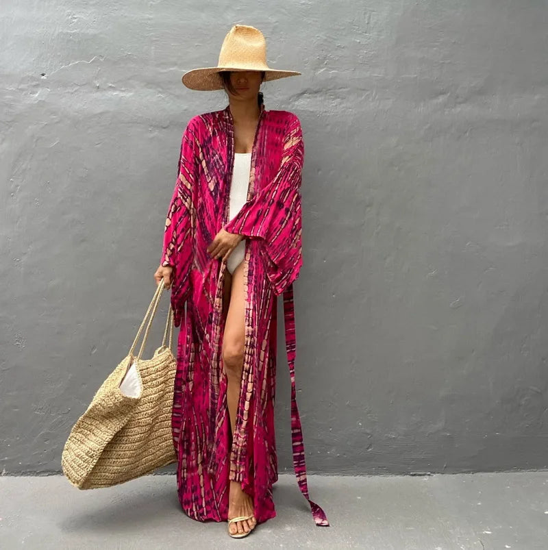 Para Praia 14 Colors Kimonos Bikini Cover Ups Beachwear Beach Robe Femme Long Dress Sarong Women Loose Cardigan Swimsuit Covers