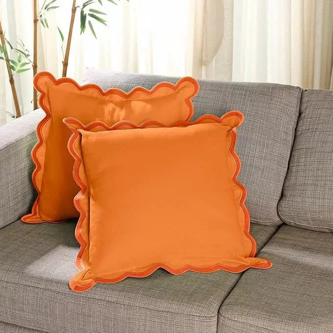 Olive Scalloped Cushion Cover