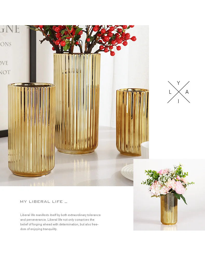 Old Hollywood Gold Vase