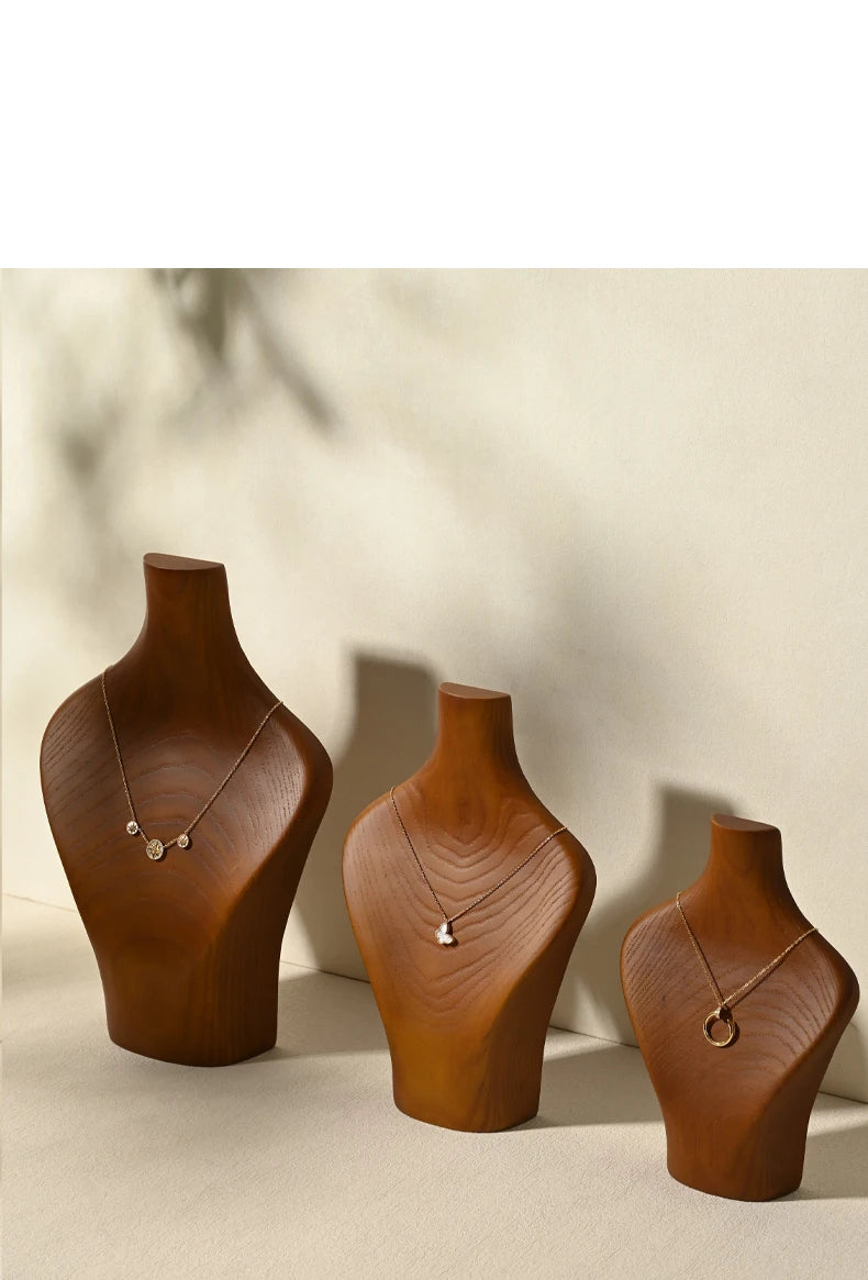 Solid Wood Necklace Bust