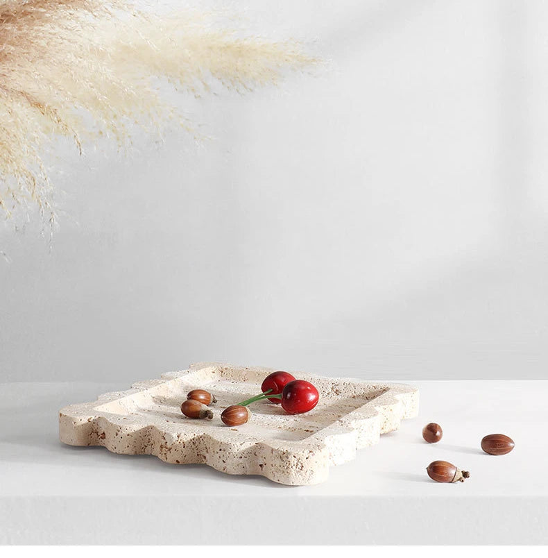 Scalloped Marble Tray - Dark