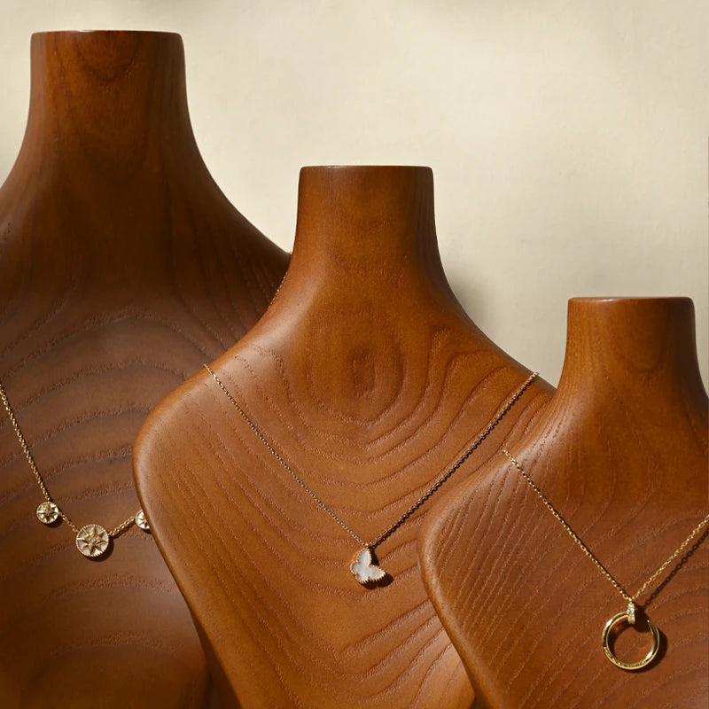 Solid Wood Necklace Bust