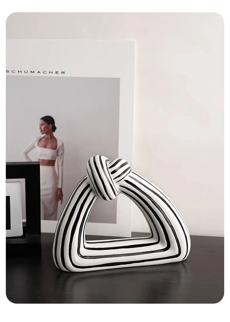 Artisan Black and White Striped Knot Vase