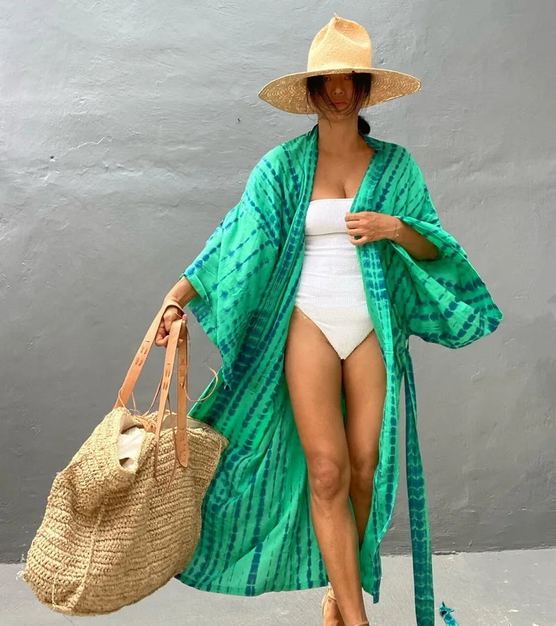 Para Praia 14 Colors Kimonos Bikini Cover Ups Beachwear Beach Robe Femme Long Dress Sarong Women Loose Cardigan Swimsuit Covers