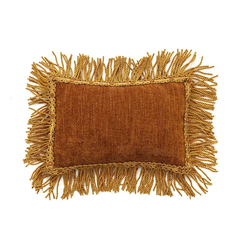 Burnt Orange Velvet Tassel Cushion Cover