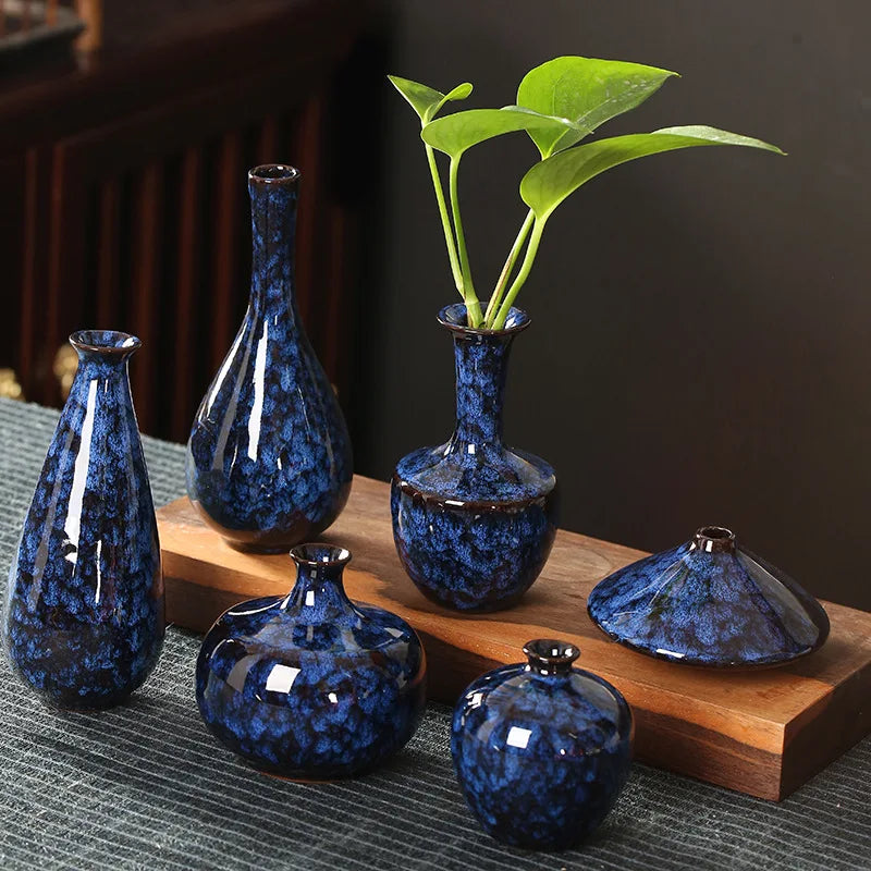 Glazed Ceramic Stem Vase - Purple