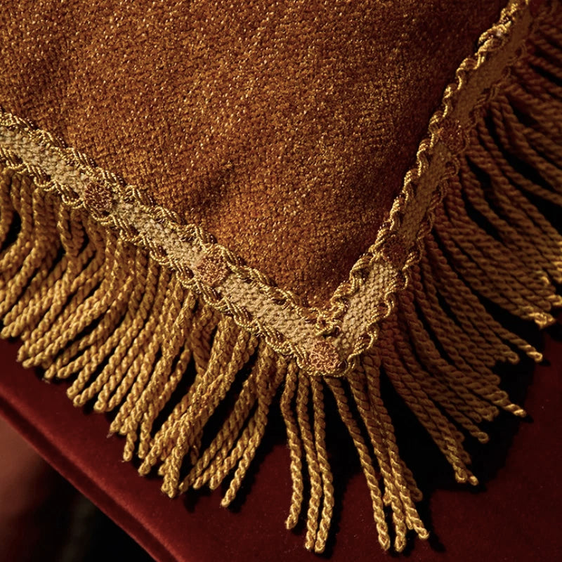 Burnt Orange Velvet Tassel Cushion Cover
