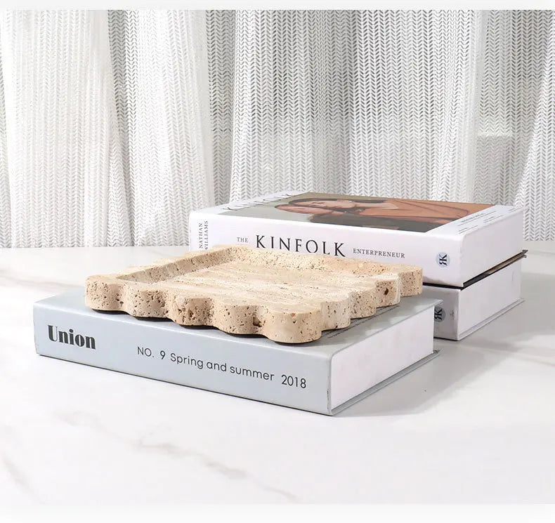 Scalloped Marble Tray - Dark