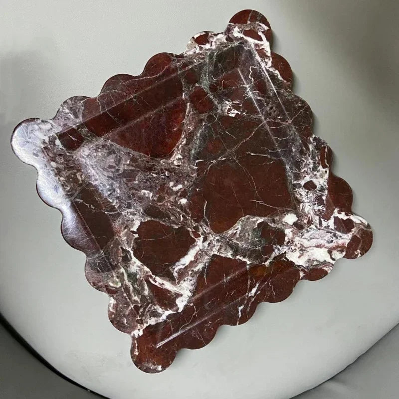 Scalloped Marble Tray - Dark
