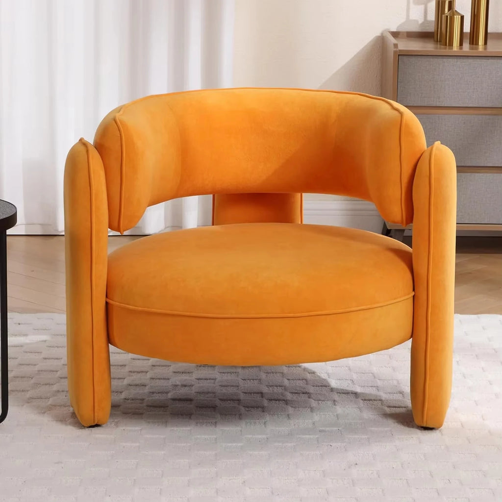 White Velvet Mid Century Accent Chair