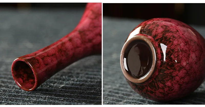 Glazed Ceramic Stem Vase - Purple