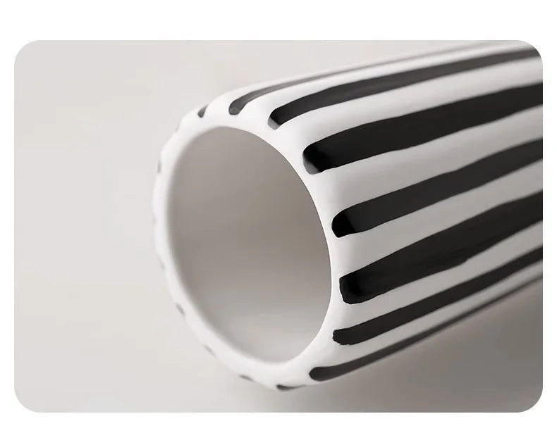 Artisan Black and White Striped Knot Vase