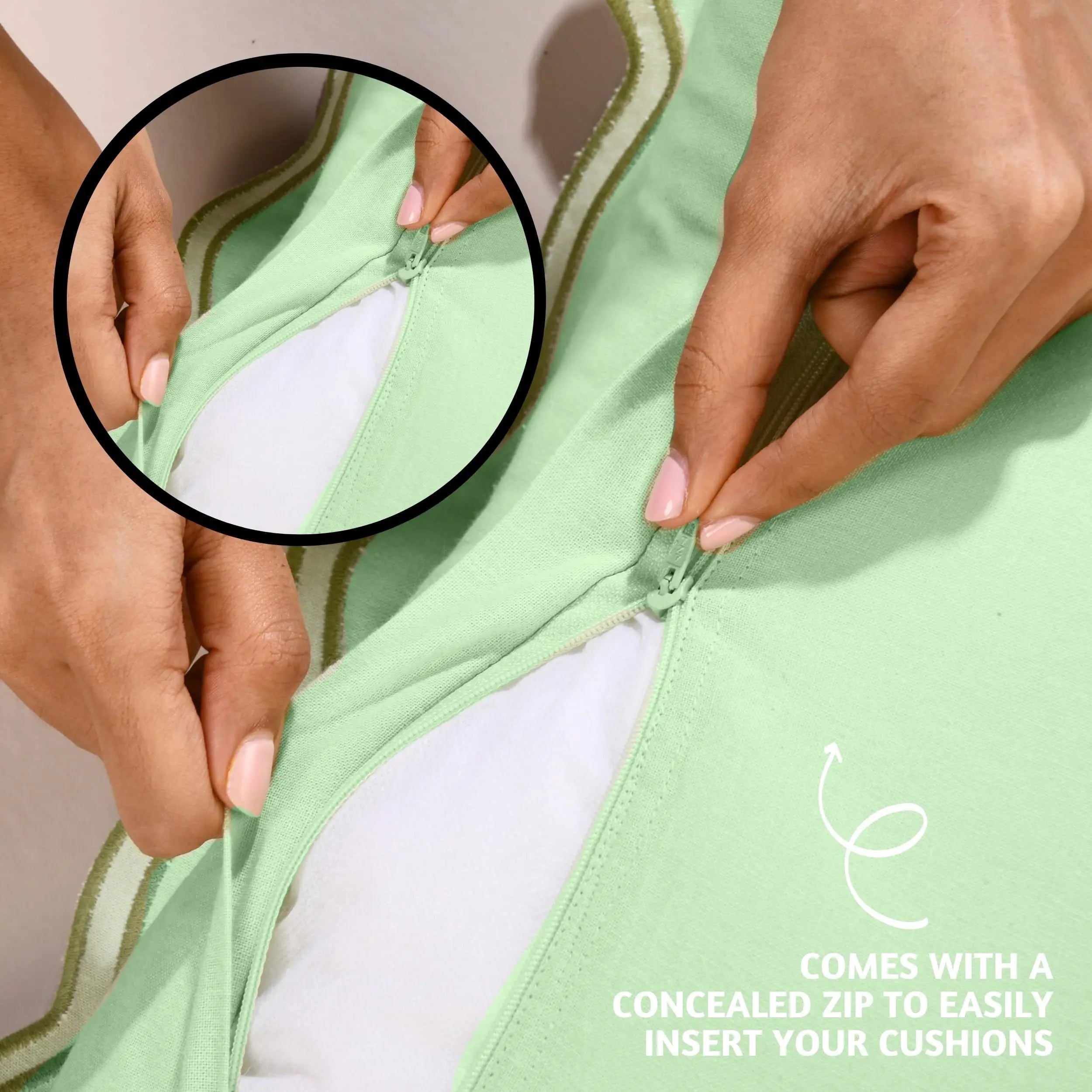 Olive Scalloped Cushion Cover