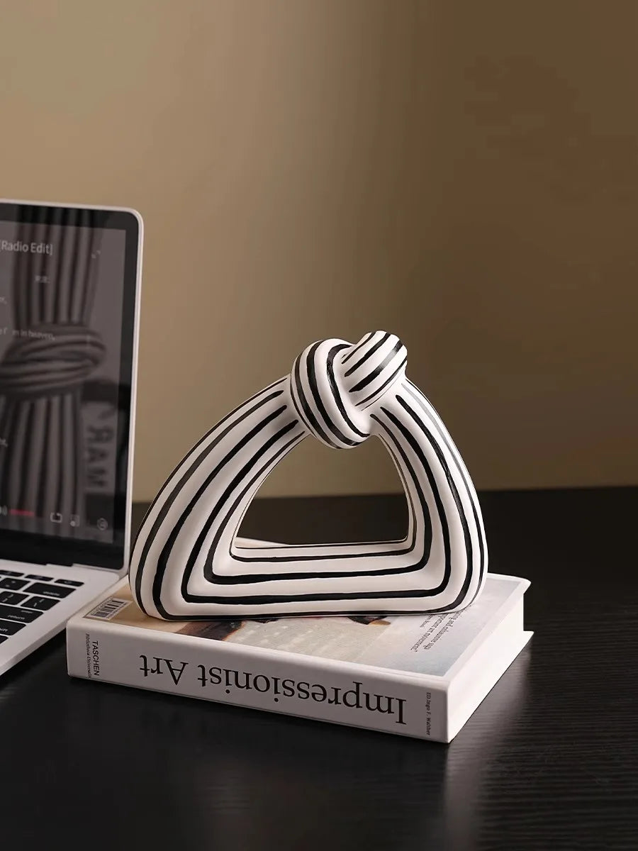 Artisan Black and White Striped Knot Vase