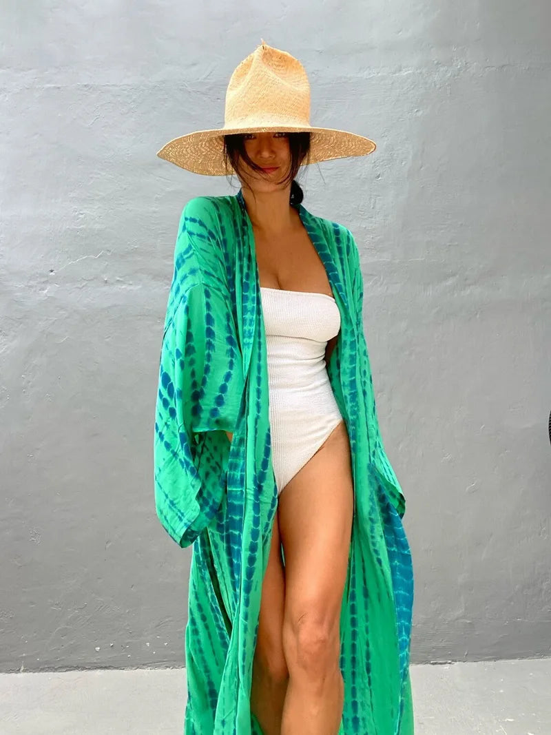 Para Praia 14 Colors Kimonos Bikini Cover Ups Beachwear Beach Robe Femme Long Dress Sarong Women Loose Cardigan Swimsuit Covers