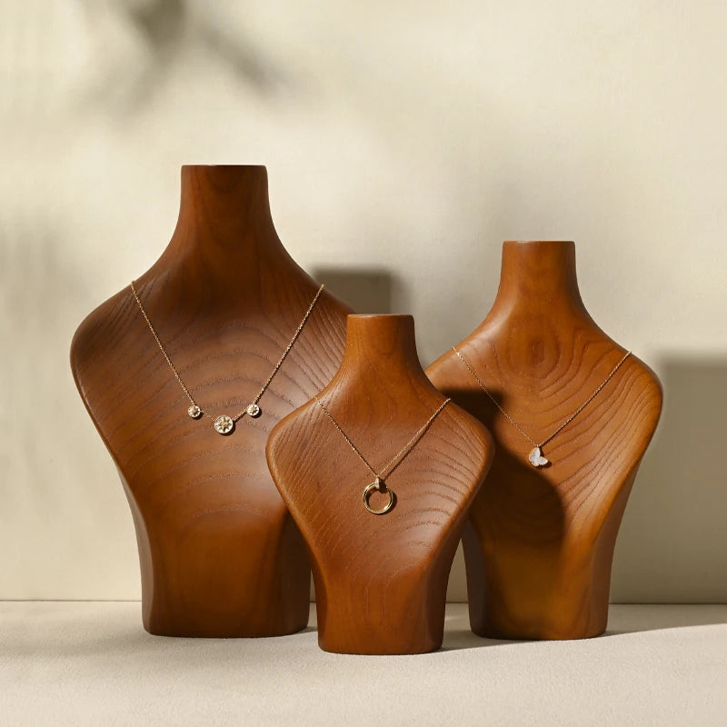 Solid Wood Necklace Bust