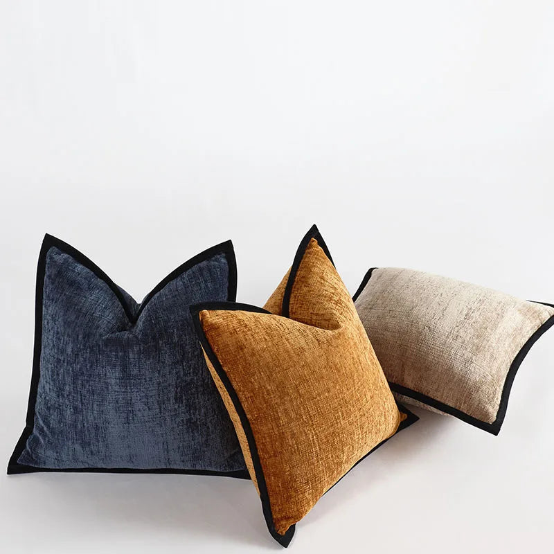 White Cushion Cover with Black Border