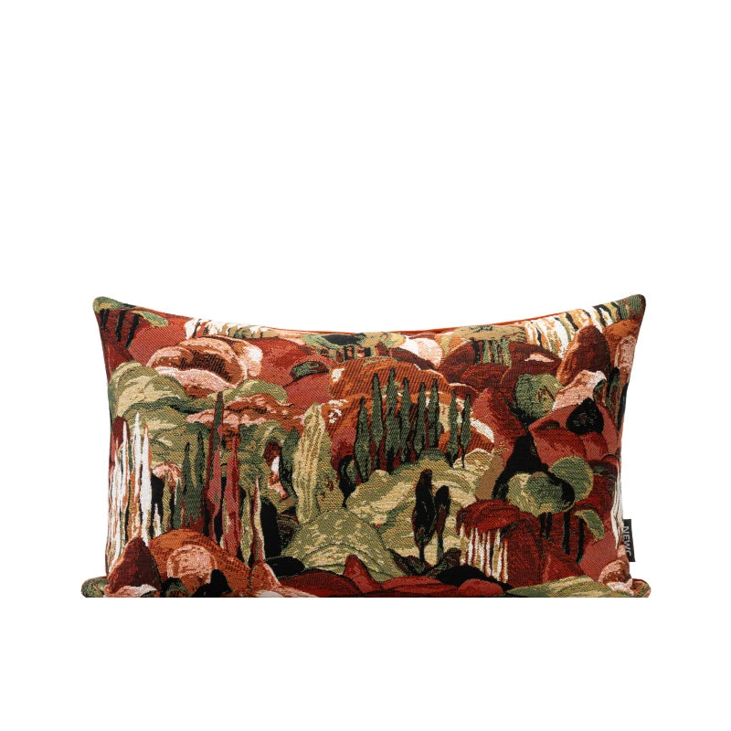 Abstract Burgundy Floral Cushion Cover