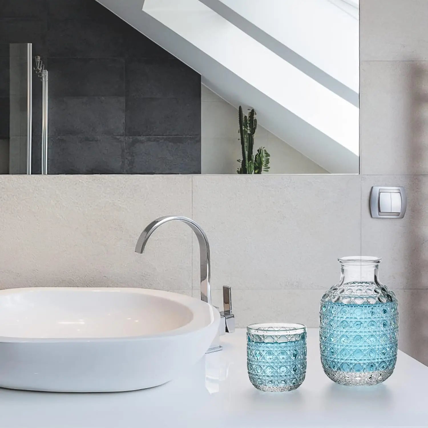 Embossed Art Deco Glass Decanter