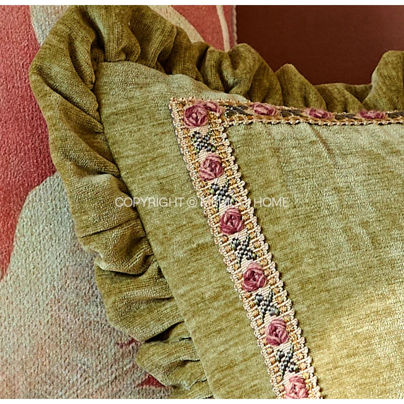 The Lady Green Velvet Cushion Cover