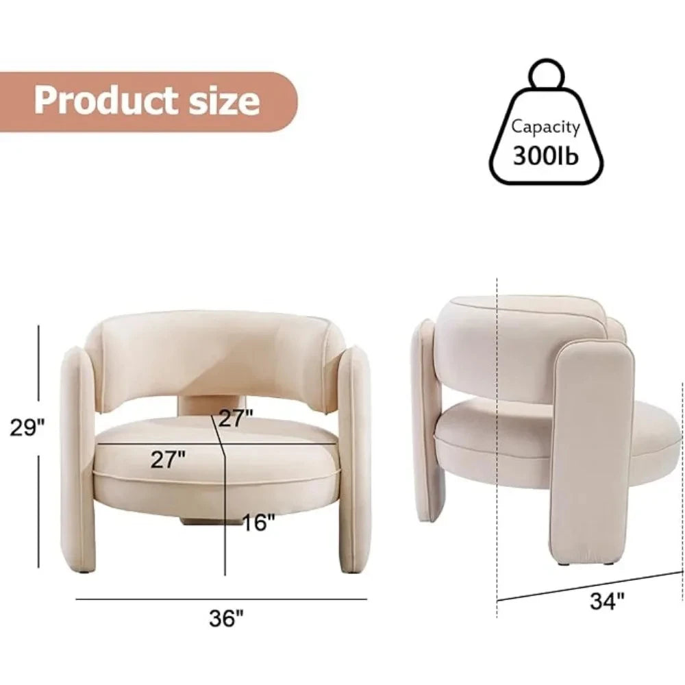 White Velvet Mid Century Accent Chair