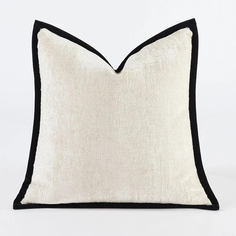 White Cushion Cover with Black Border