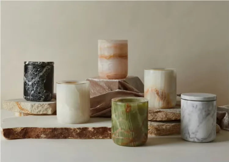 Stone Candle Jar Holder