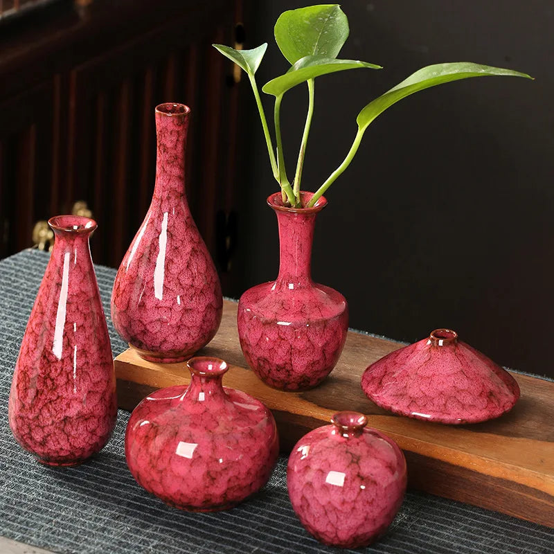 Glazed Ceramic Stem Vase - Purple