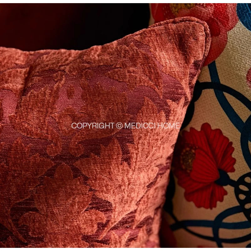 Bonatical Bloom Dusty Rose Velvet Patterned Cushion