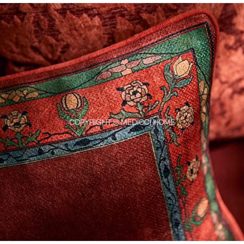 Bonatical Bloom Dusty Rose Velvet Patterned Cushion