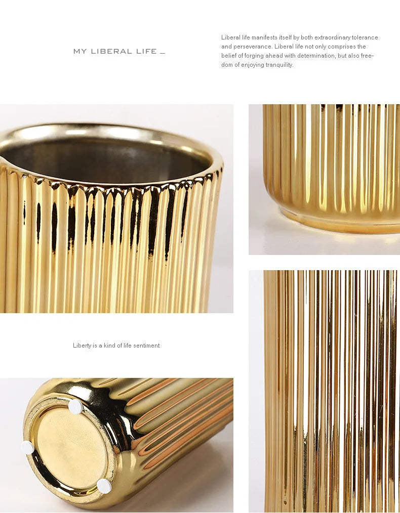 Old Hollywood Gold Vase