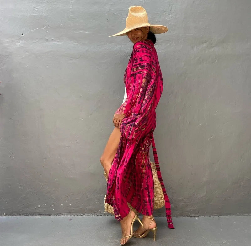 Para Praia 14 Colors Kimonos Bikini Cover Ups Beachwear Beach Robe Femme Long Dress Sarong Women Loose Cardigan Swimsuit Covers