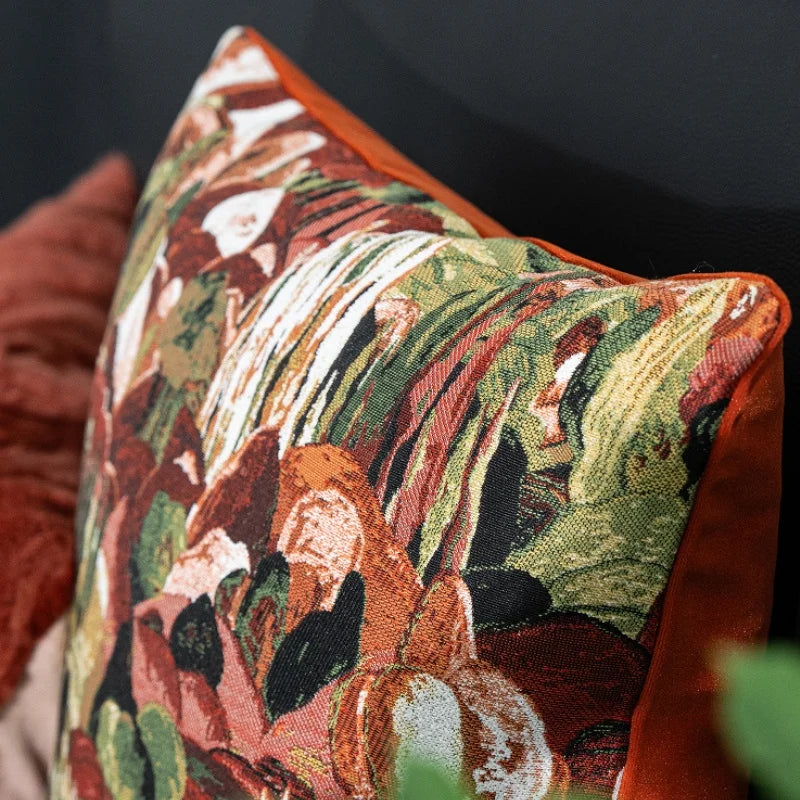Abstract Burgundy Floral Cushion Cover