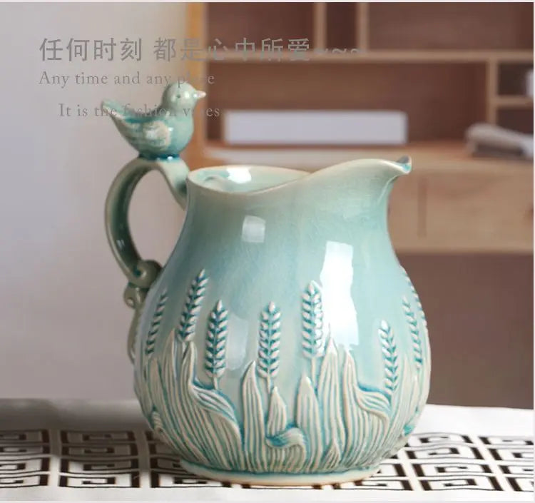 Vintage style Blue Ceramic Jug
