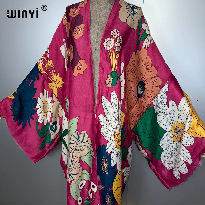 WINYI Africa fashion summer kimono maxi dress beach cover up Cardigan abaya muslim woman coat boho kaftan beach outfits women