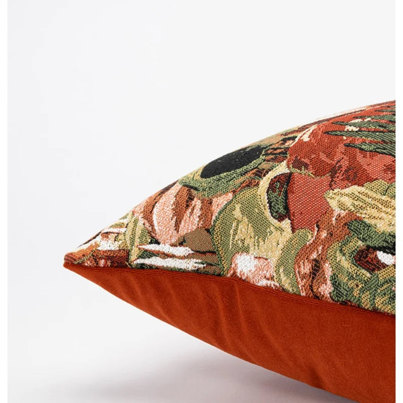 Abstract Burgundy Floral Cushion Cover