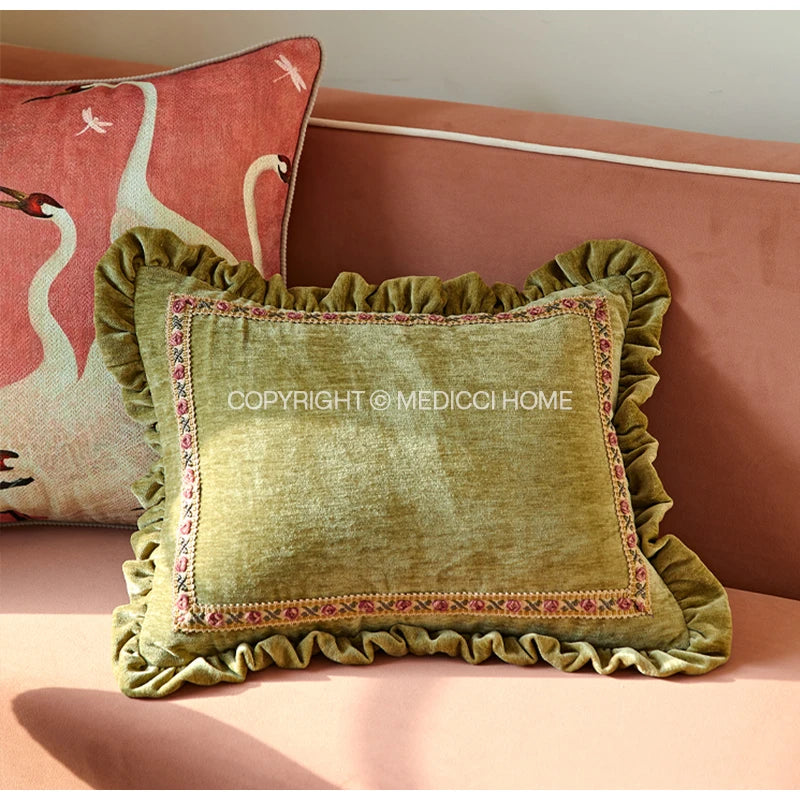 The Lady Green Velvet Cushion Cover