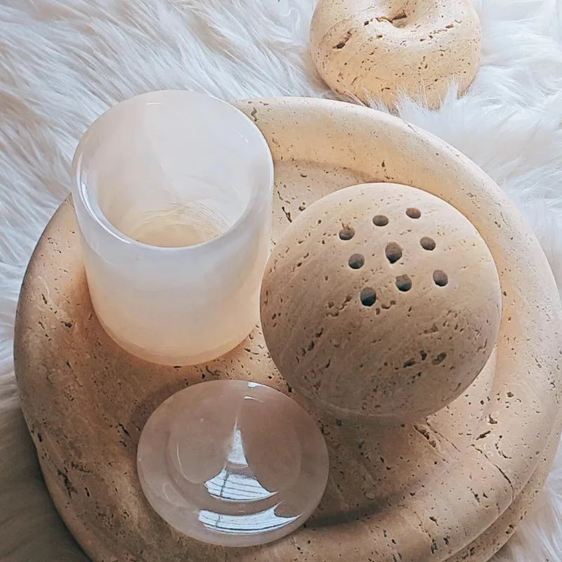 Stone Candle Jar Holder