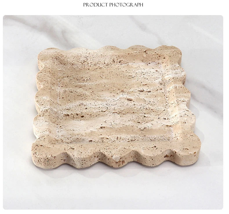Scalloped Marble Tray - Dark