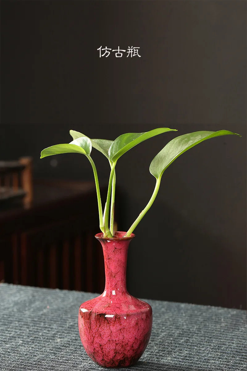 Glazed Ceramic Stem Vase - Purple