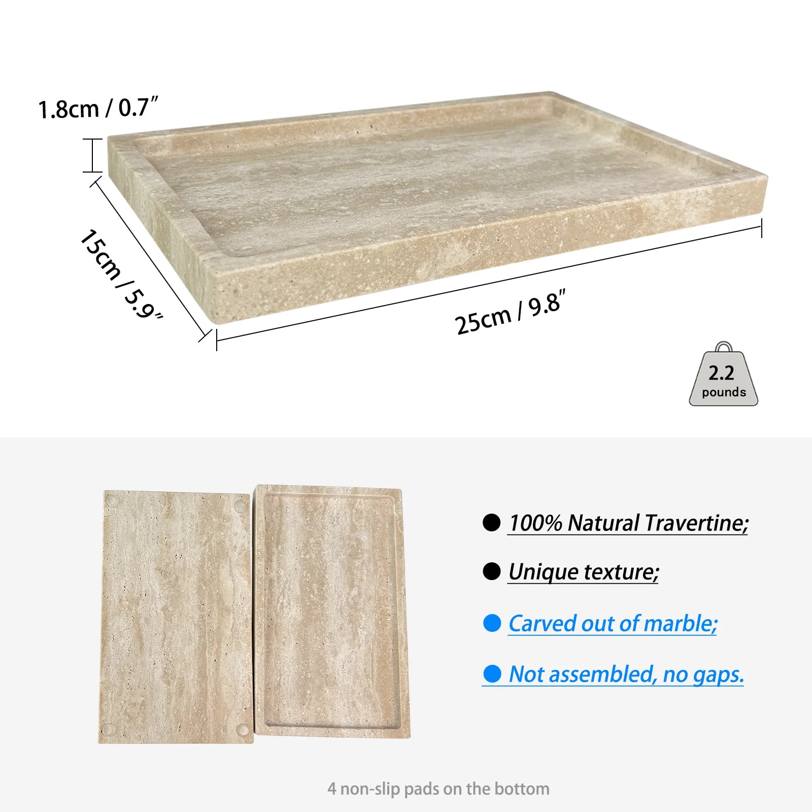 Rectangular Natural Marble Tray