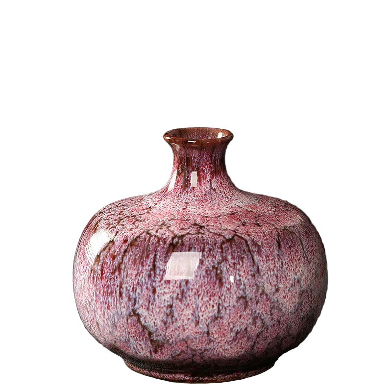 Glazed Ceramic Stem Vase - Purple