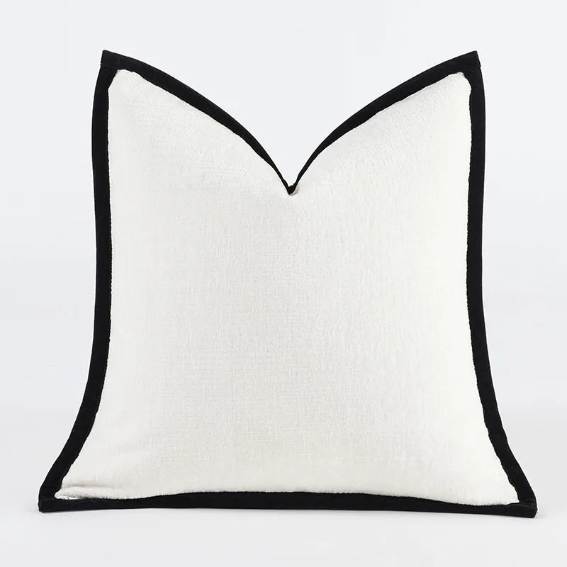 White Cushion Cover with Black Border