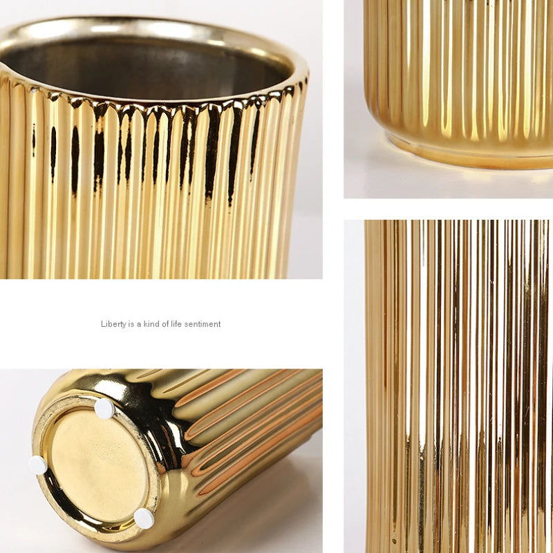 Old Hollywood Gold Vase