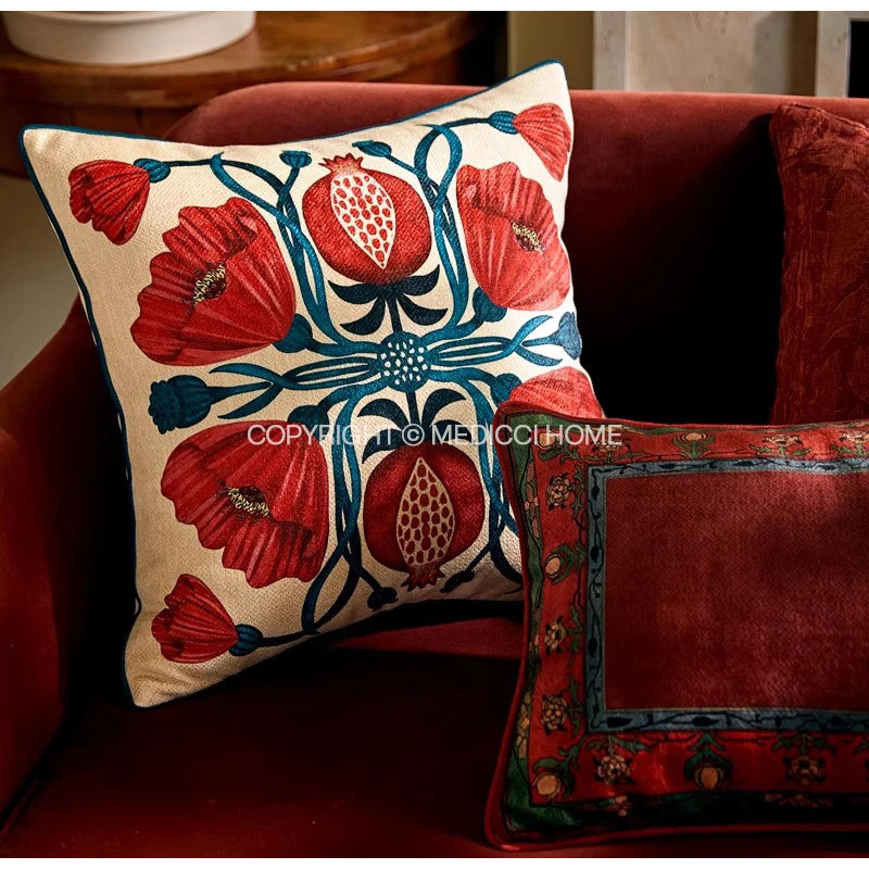 Bonatical Bloom Dusty Rose Velvet Patterned Cushion